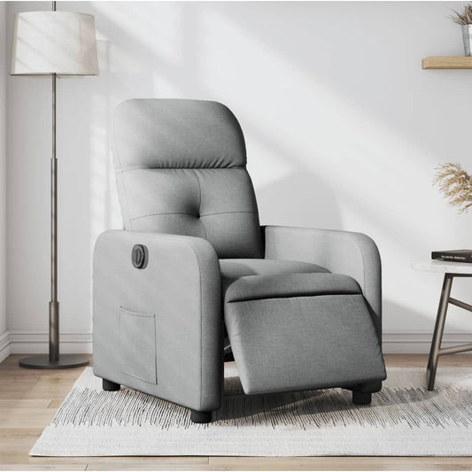 vidaXL Sillón reclinable eléctrico tela gris claro