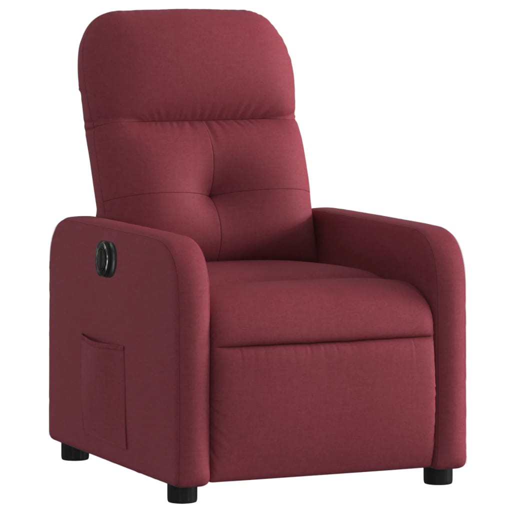 vidaXL Sillón reclinable eléctrico tela rojo tinto