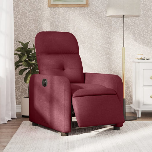 vidaXL Sillón reclinable eléctrico tela rojo tinto