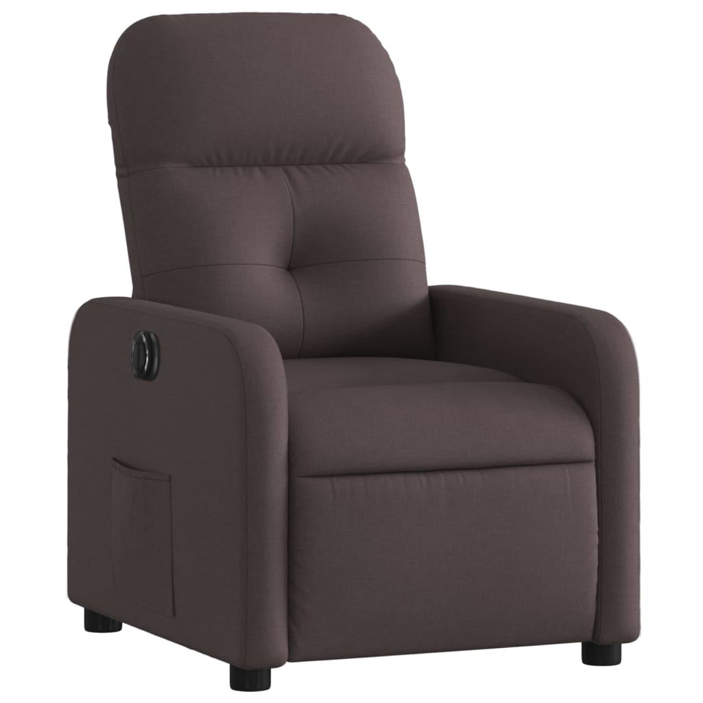 vidaXL Sillón reclinable eléctrico tela marrón oscuro