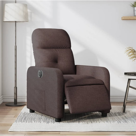 vidaXL Sillón reclinable eléctrico tela marrón oscuro