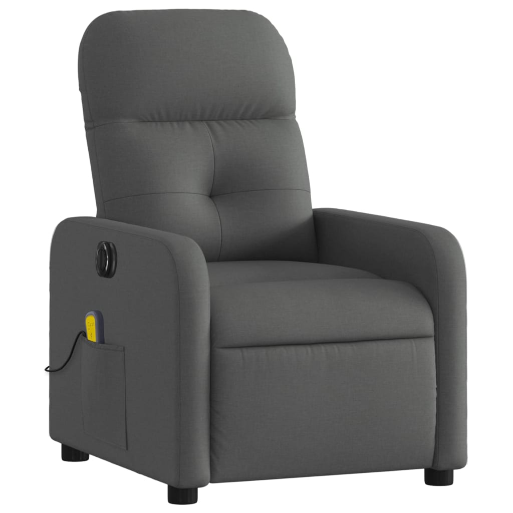 vidaXL Sillón reclinable de masaje eléctrico tela gris oscuro