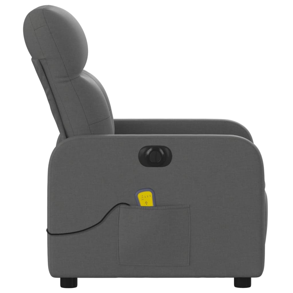 vidaXL Sillón reclinable de masaje eléctrico tela gris oscuro