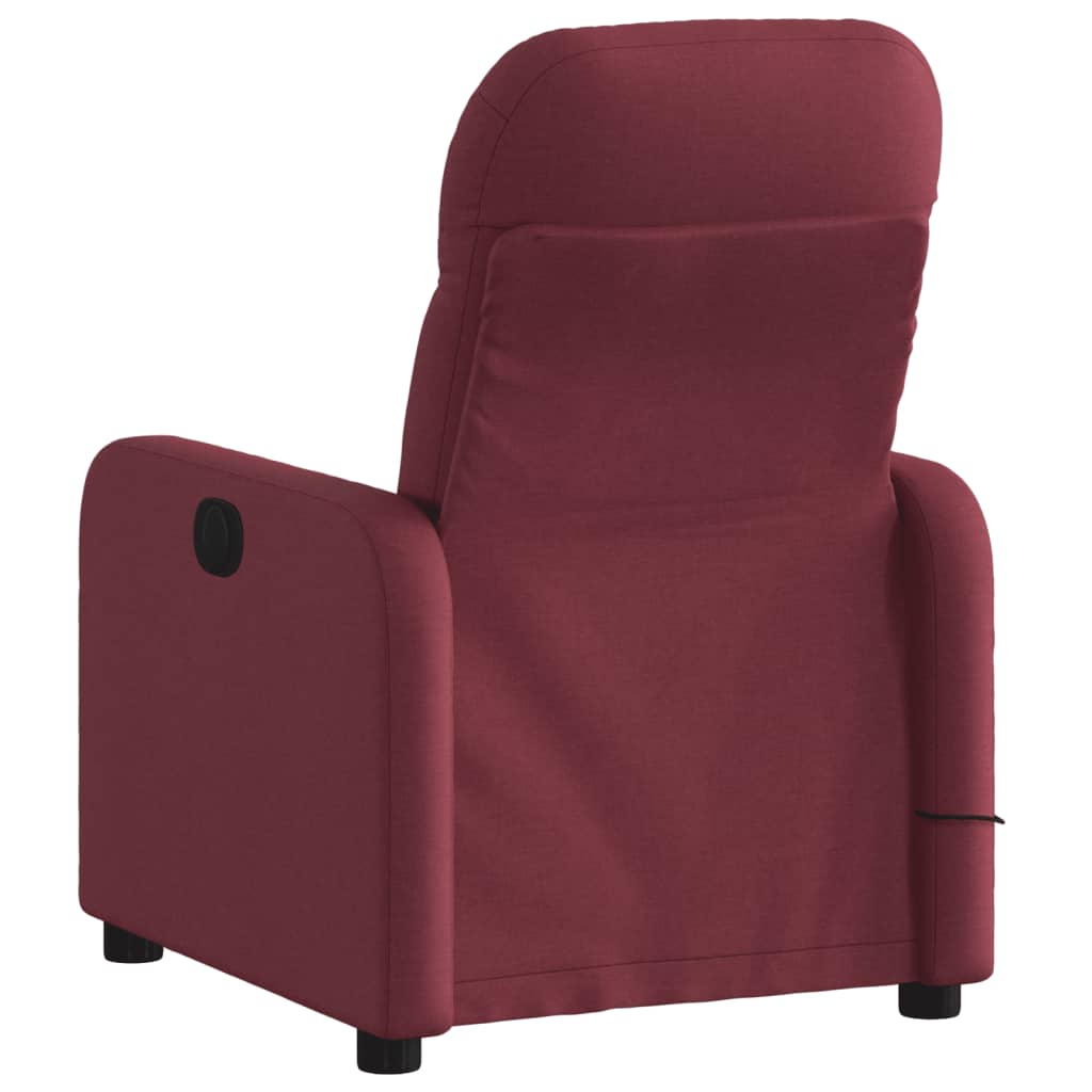 vidaXL Sillón de masaje reclinable eléctrico tela rojo tinto