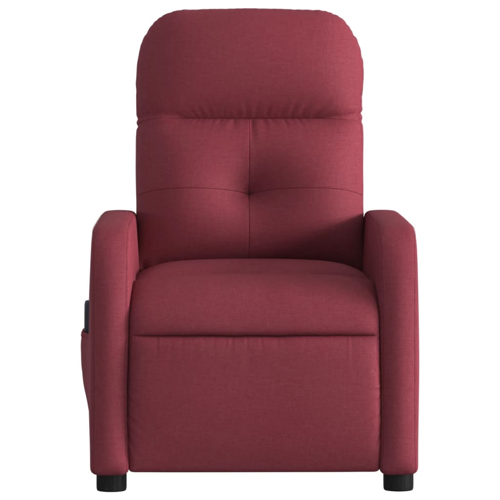 vidaXL Sillón de masaje reclinable eléctrico tela rojo tinto