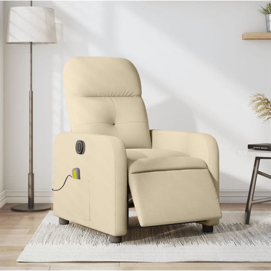 vidaXL Sillón reclinable de masaje eléctrico tela color crema