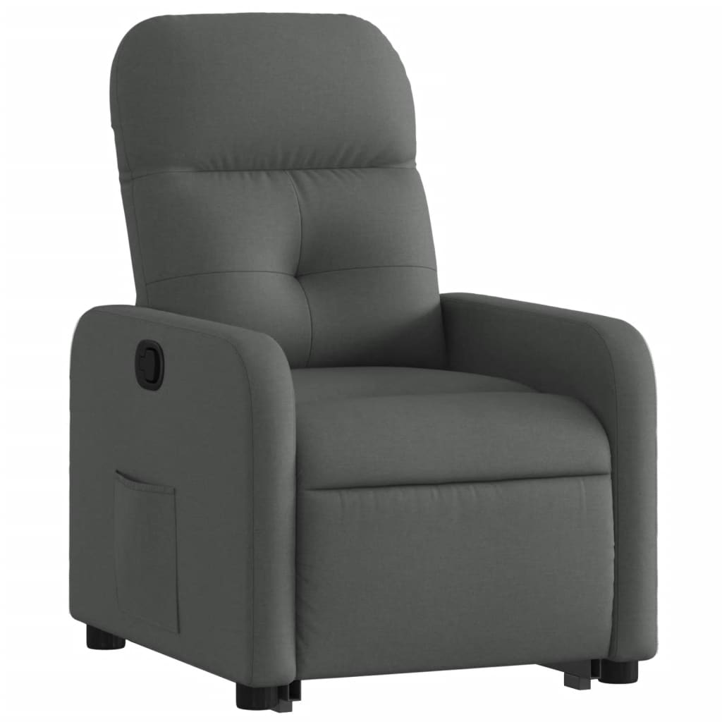 vidaXL Sillón reclinable elevable de tela gris oscuro