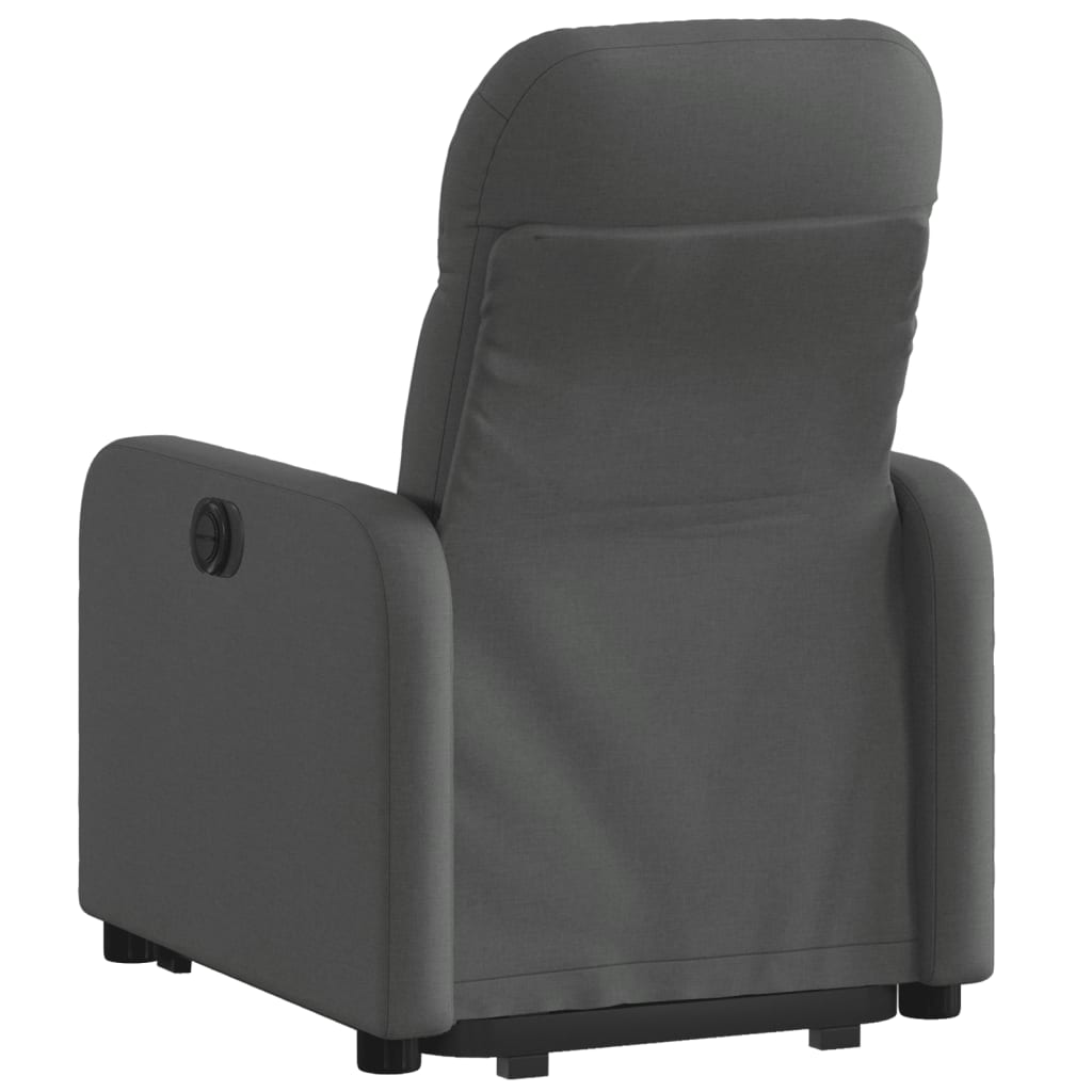 vidaXL Sillón reclinable elevable de tela gris oscuro