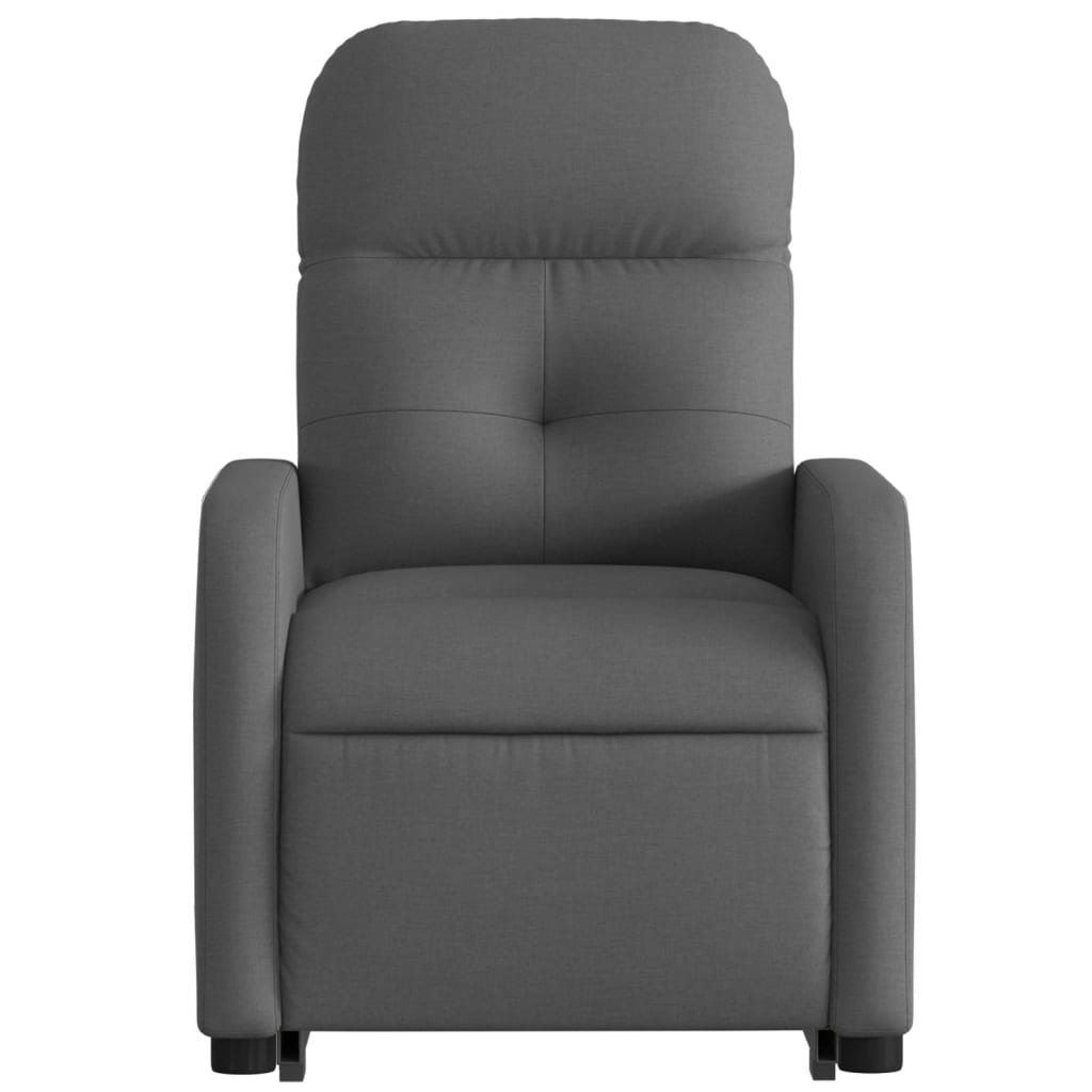 vidaXL Sillón reclinable elevable de tela gris oscuro