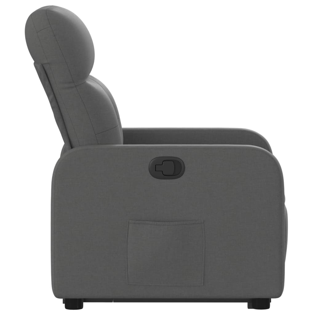 vidaXL Sillón reclinable elevable de tela gris oscuro