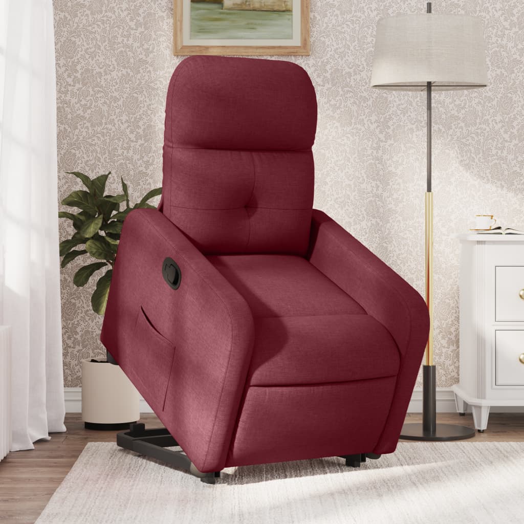 vidaXL Sillón reclinable elevable tela rojo tinto