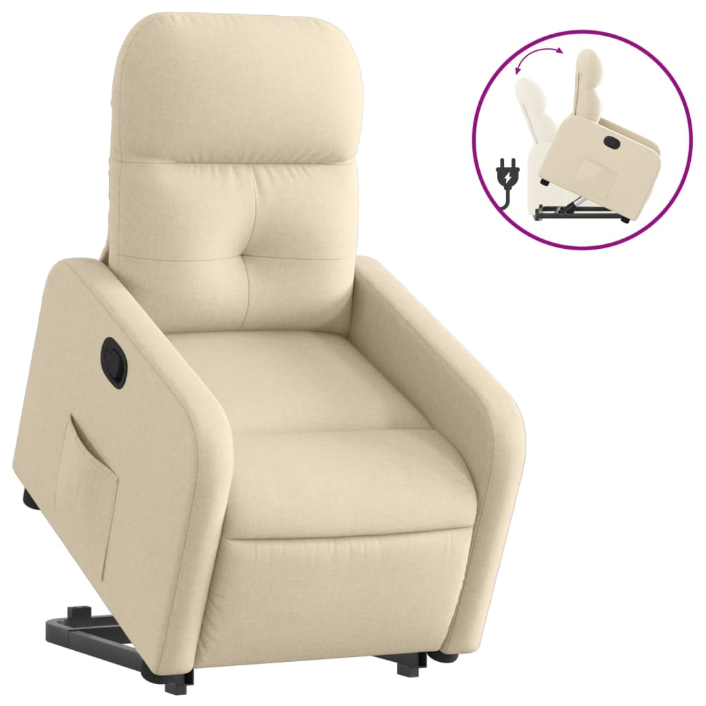 vidaXL Sillón reclinable elevable de tela color crema