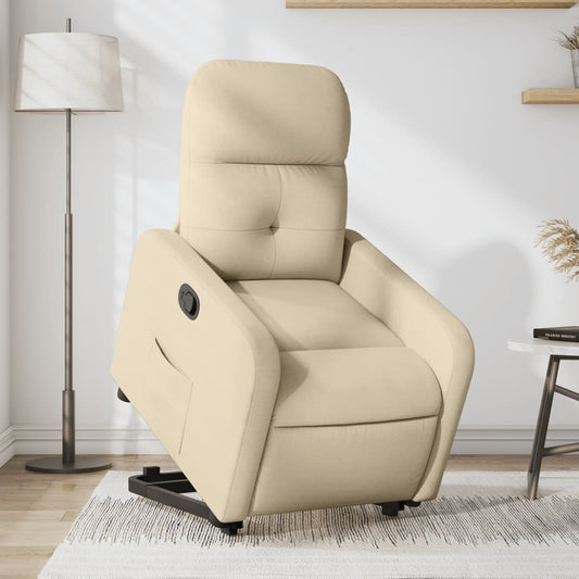 vidaXL Sillón reclinable elevable de tela color crema