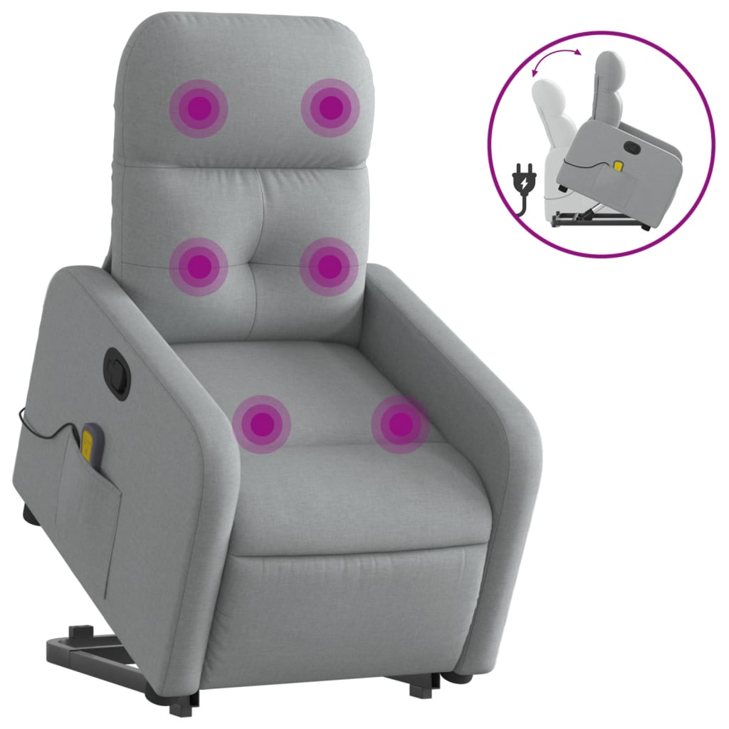 vidaXL Sillón de masaje reclinable de pie de tela gris claro