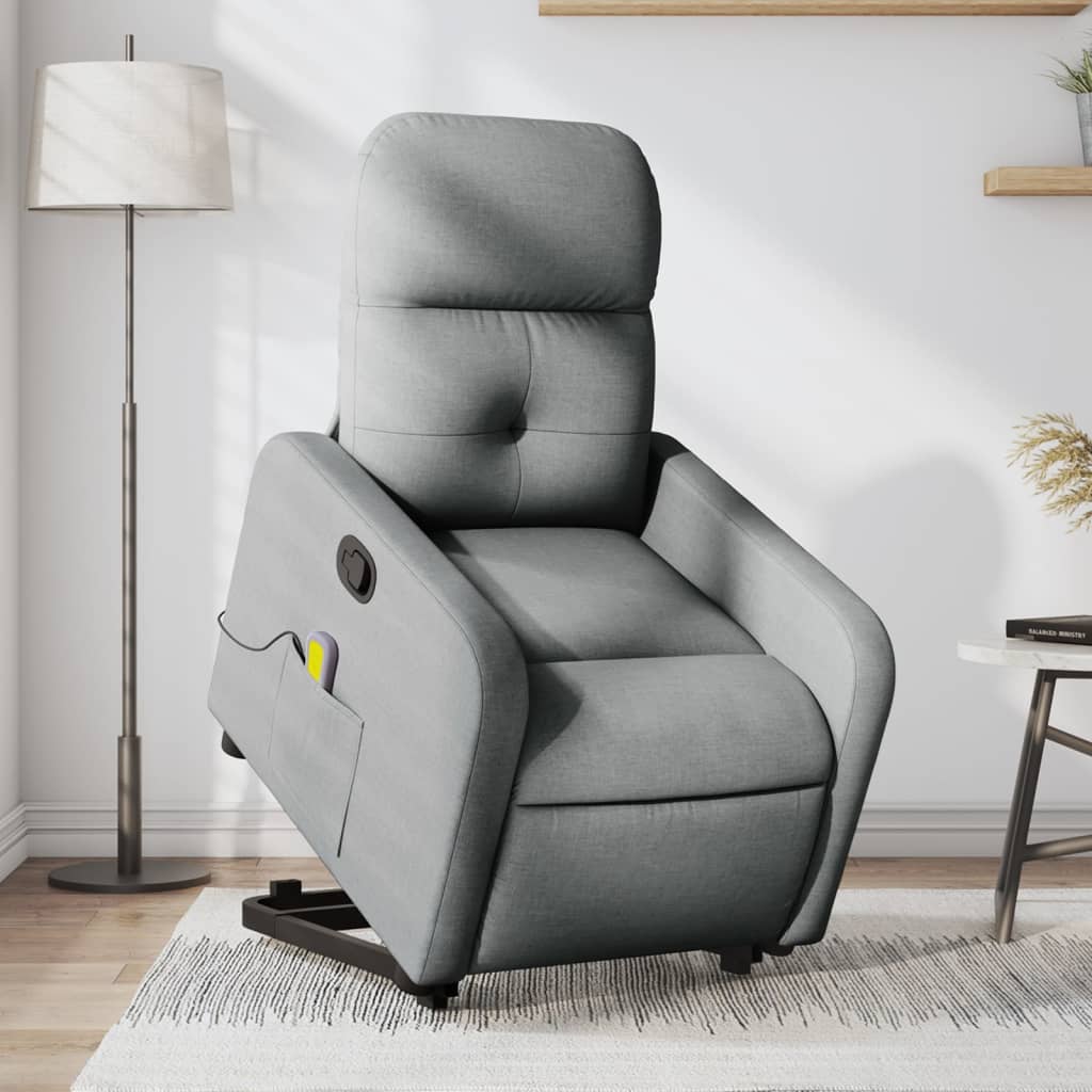 vidaXL Sillón de masaje reclinable de pie de tela gris claro