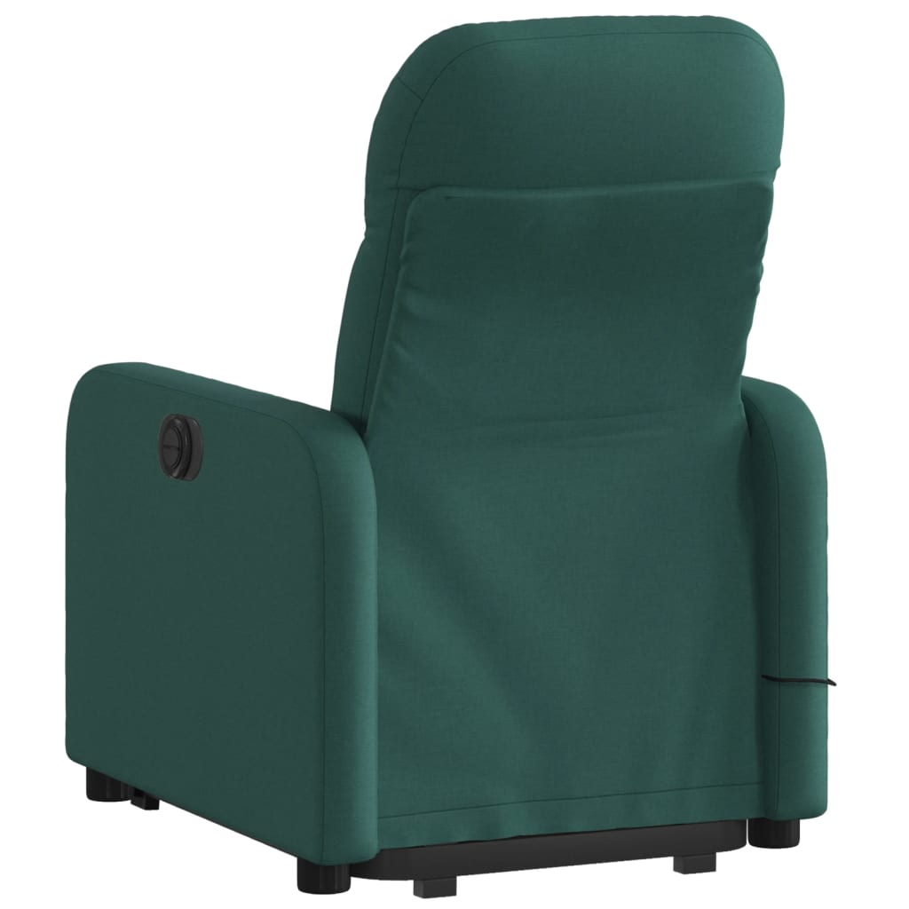 vidaXL Silla de masaje reclinable de pie de tela verde oscura