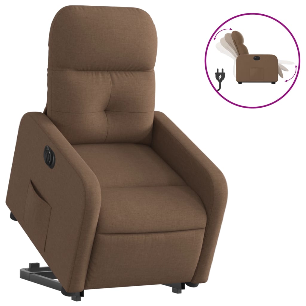 vidaXL Sillón eléctrico reclinable elevable de tela marrón