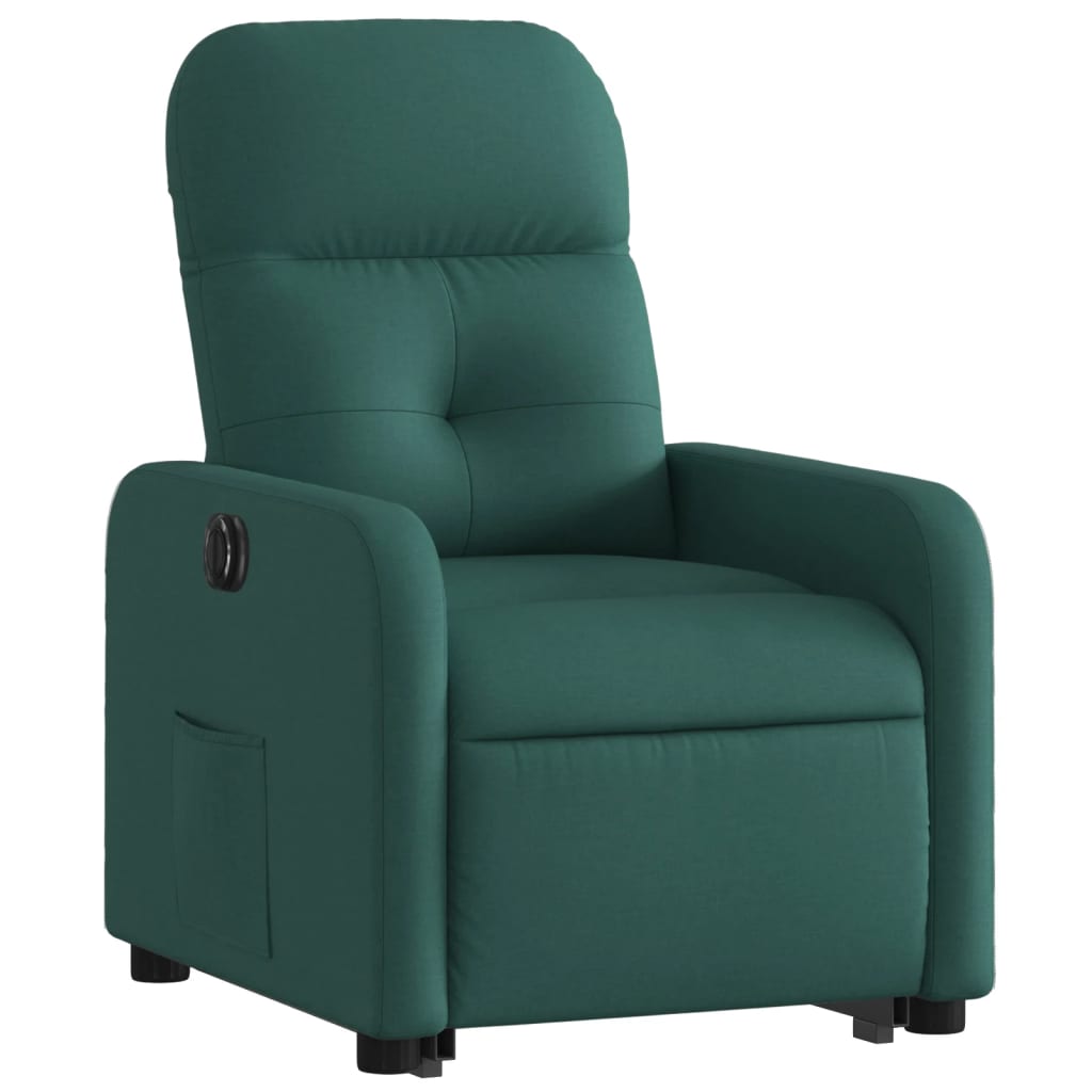 vidaXL Sillón eléctrico reclinable elevable de tela verde oscuro