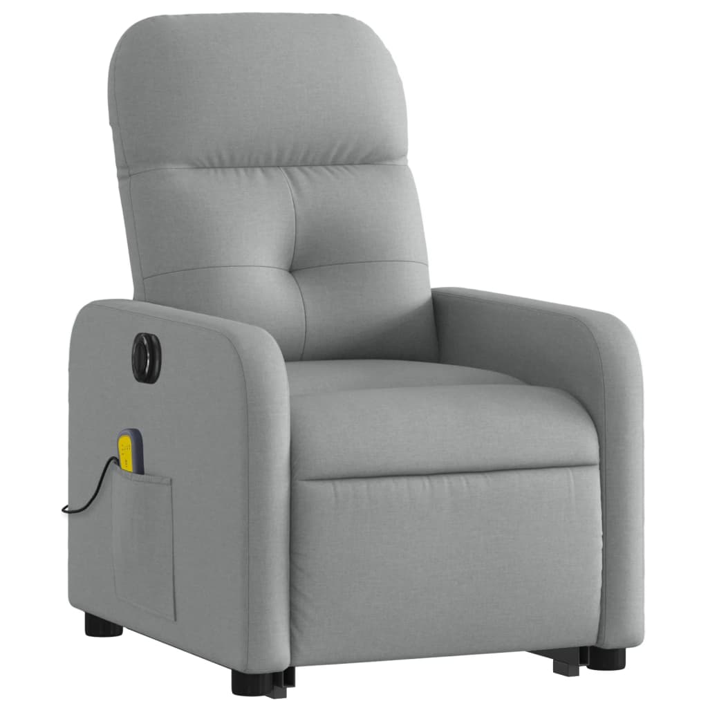 vidaXL Sillón de masaje eléctrico reclinable elevable tela gris claro