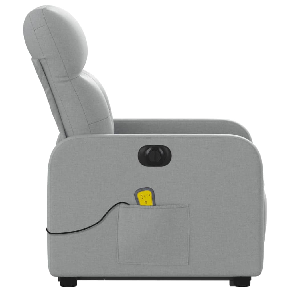 vidaXL Sillón de masaje eléctrico reclinable elevable tela gris claro