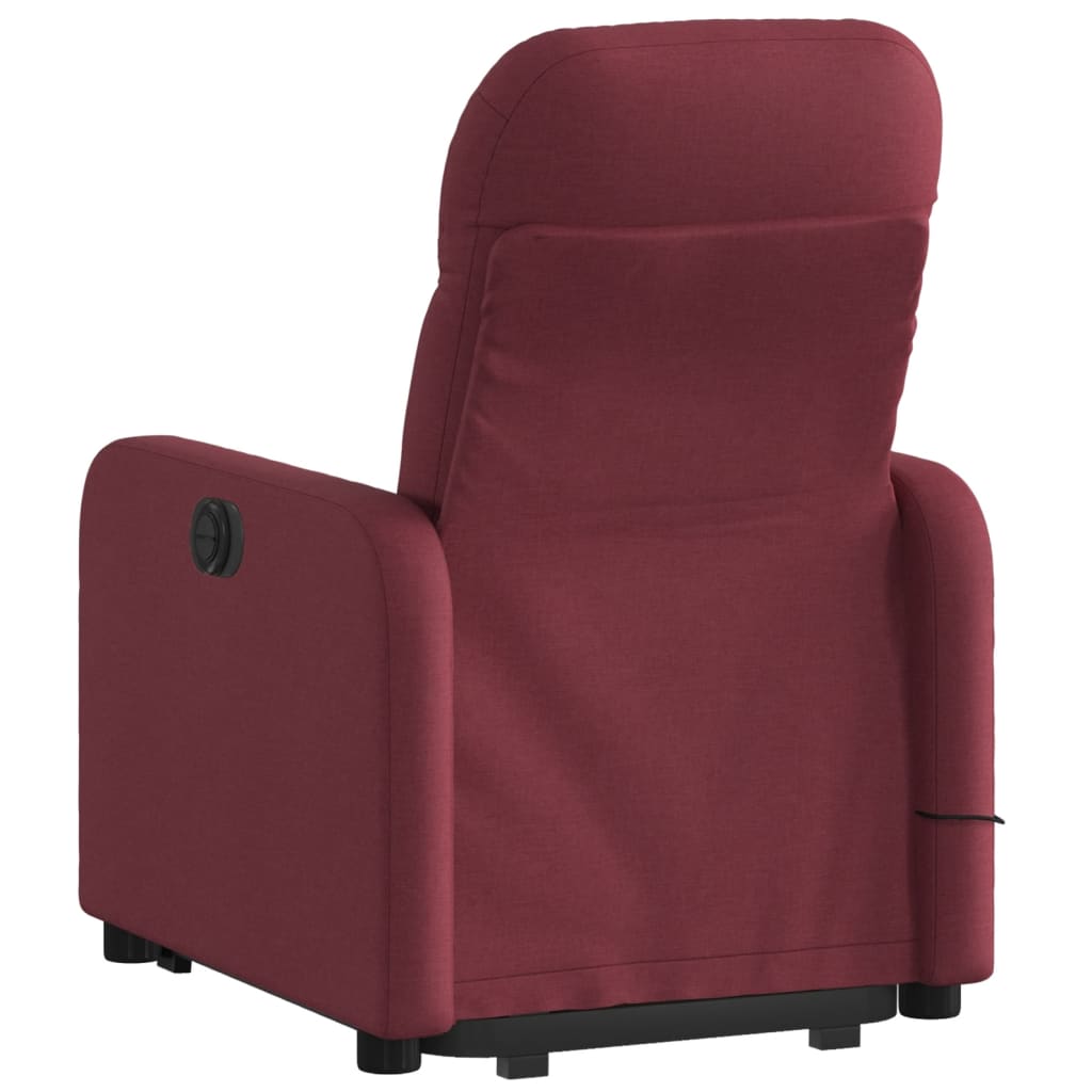 vidaXL Sillón de masaje elevable eléctrico tela rojo tinto