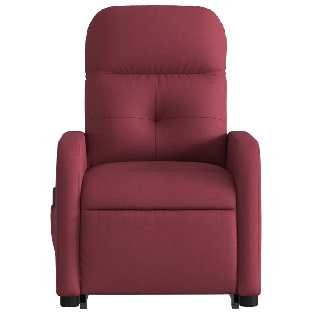 vidaXL Sillón de masaje elevable eléctrico tela rojo tinto