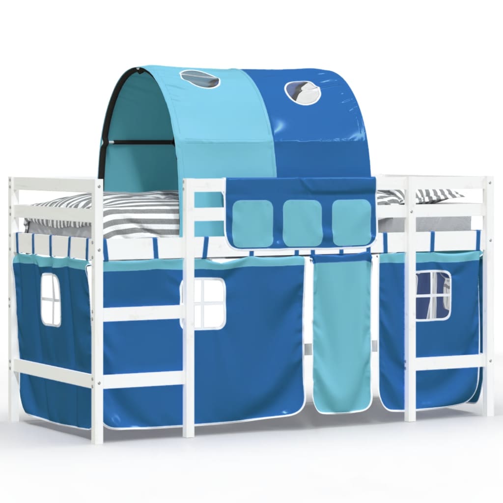 vidaXL Cama alta para niños con túnel madera pino azul 80x200 cm