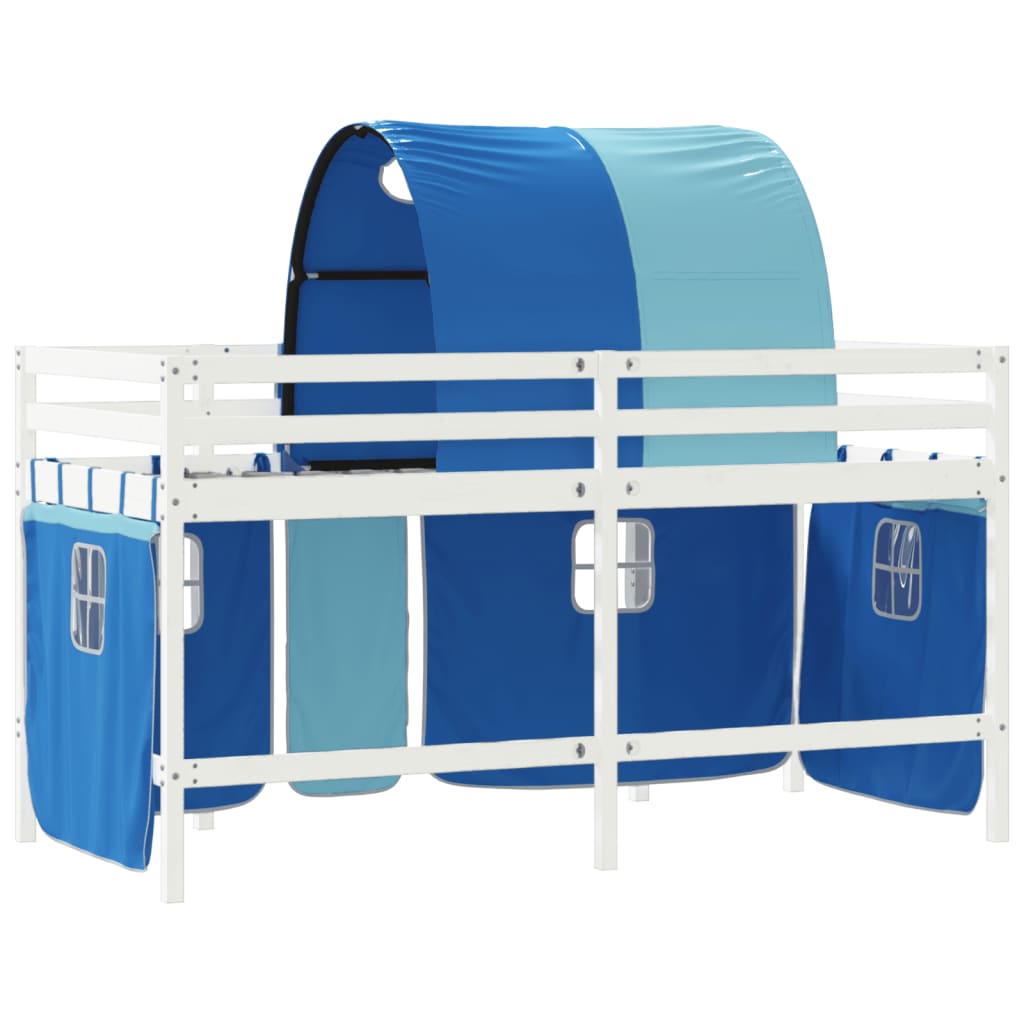 vidaXL Cama alta para niños con túnel madera pino azul 80x200 cm