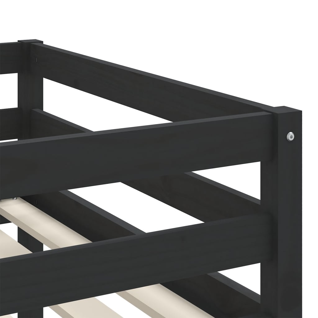 vidaXL Cama alta niños con túnel madera pino blanco negro 90x200 cm