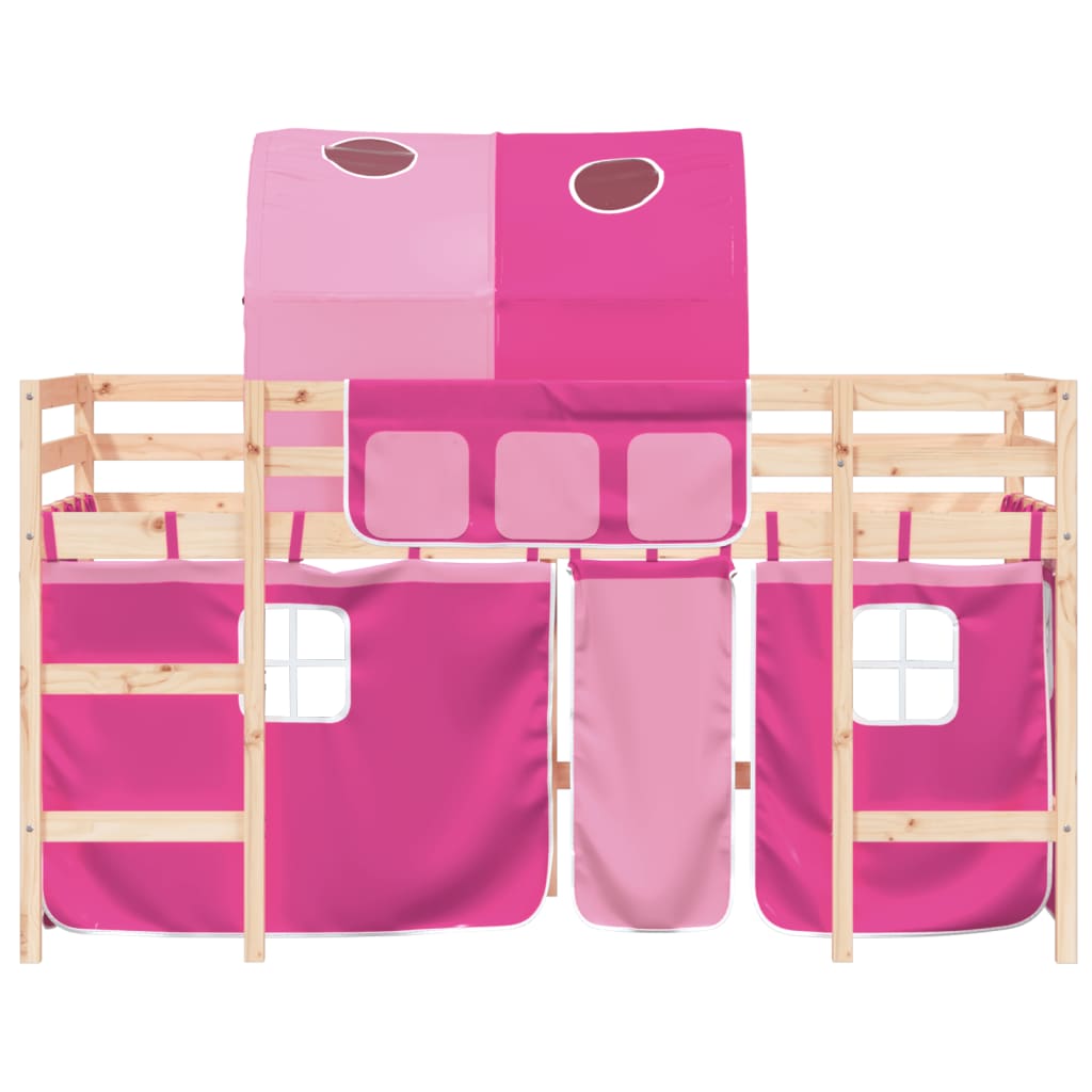 vidaXL Cama alta para niños con túnel madera pino rosa 90x190 cm