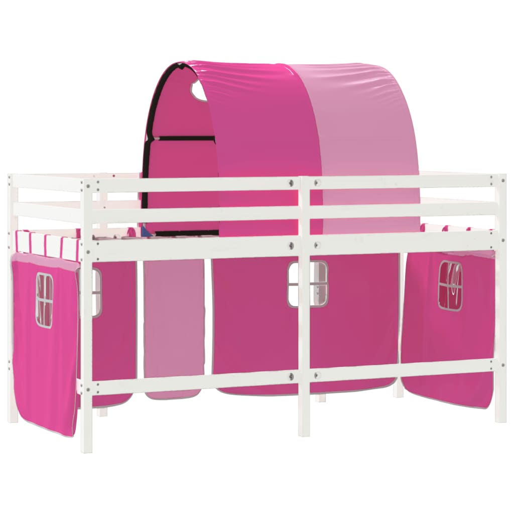 vidaXL Cama alta para niños con túnel madera pino rosa 90x190 cm