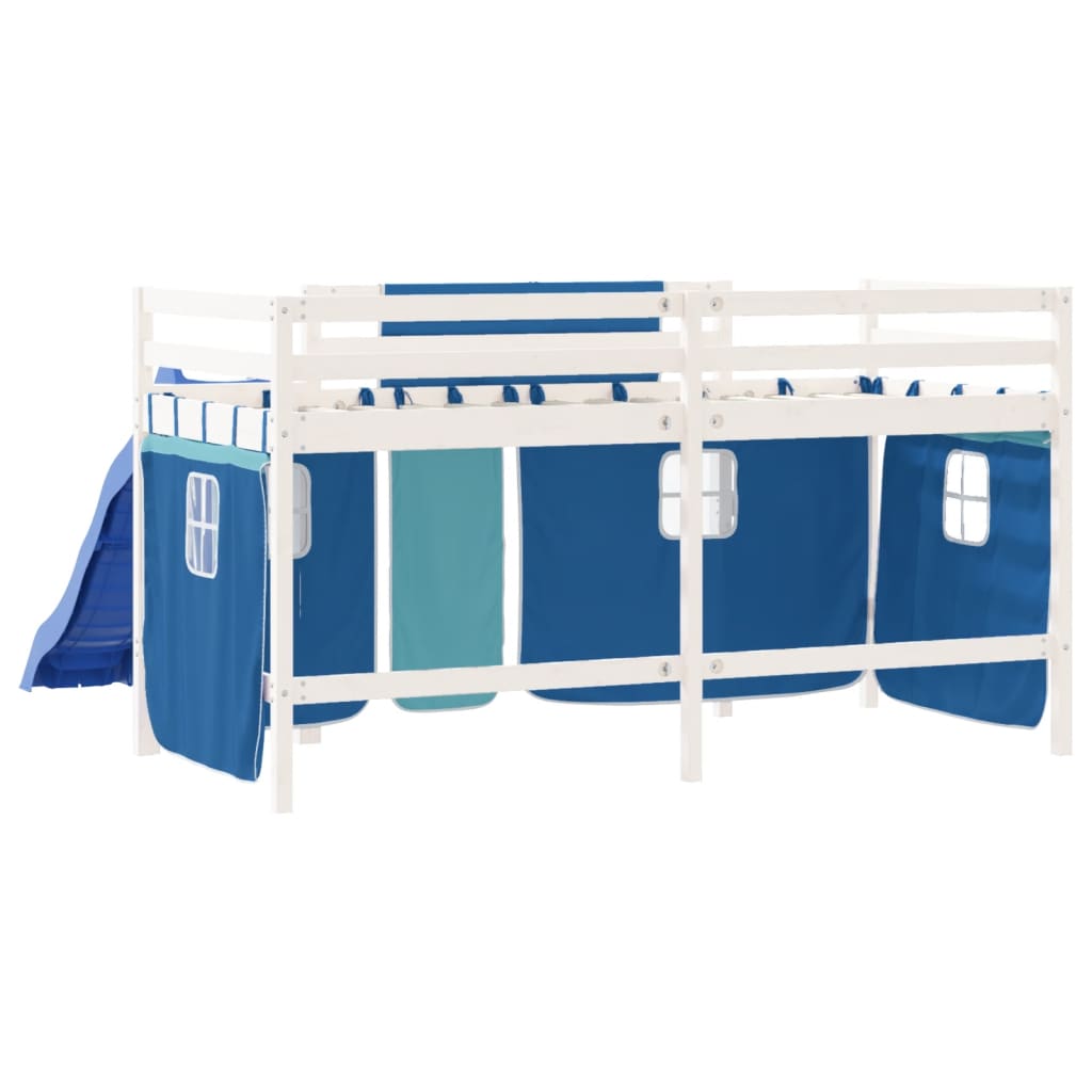 vidaXL Cama alta para niños con cortinas madera pino azul 80x200 cm