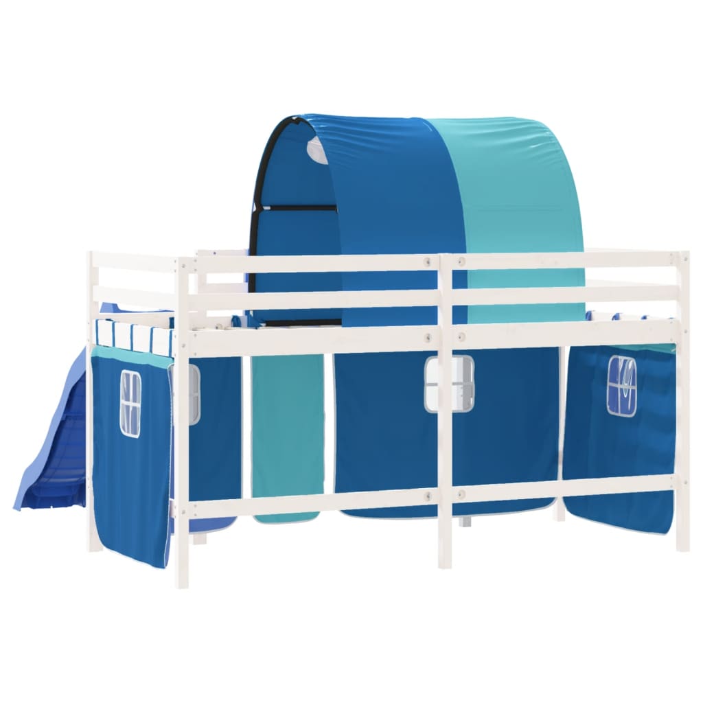 vidaXL Cama alta para niños con túnel madera pino azul 80x200 cm