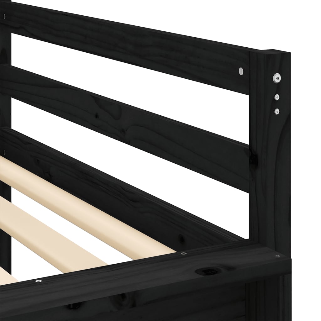 vidaXL Cama alta niños con túnel madera pino blanco negro 80x200 cm