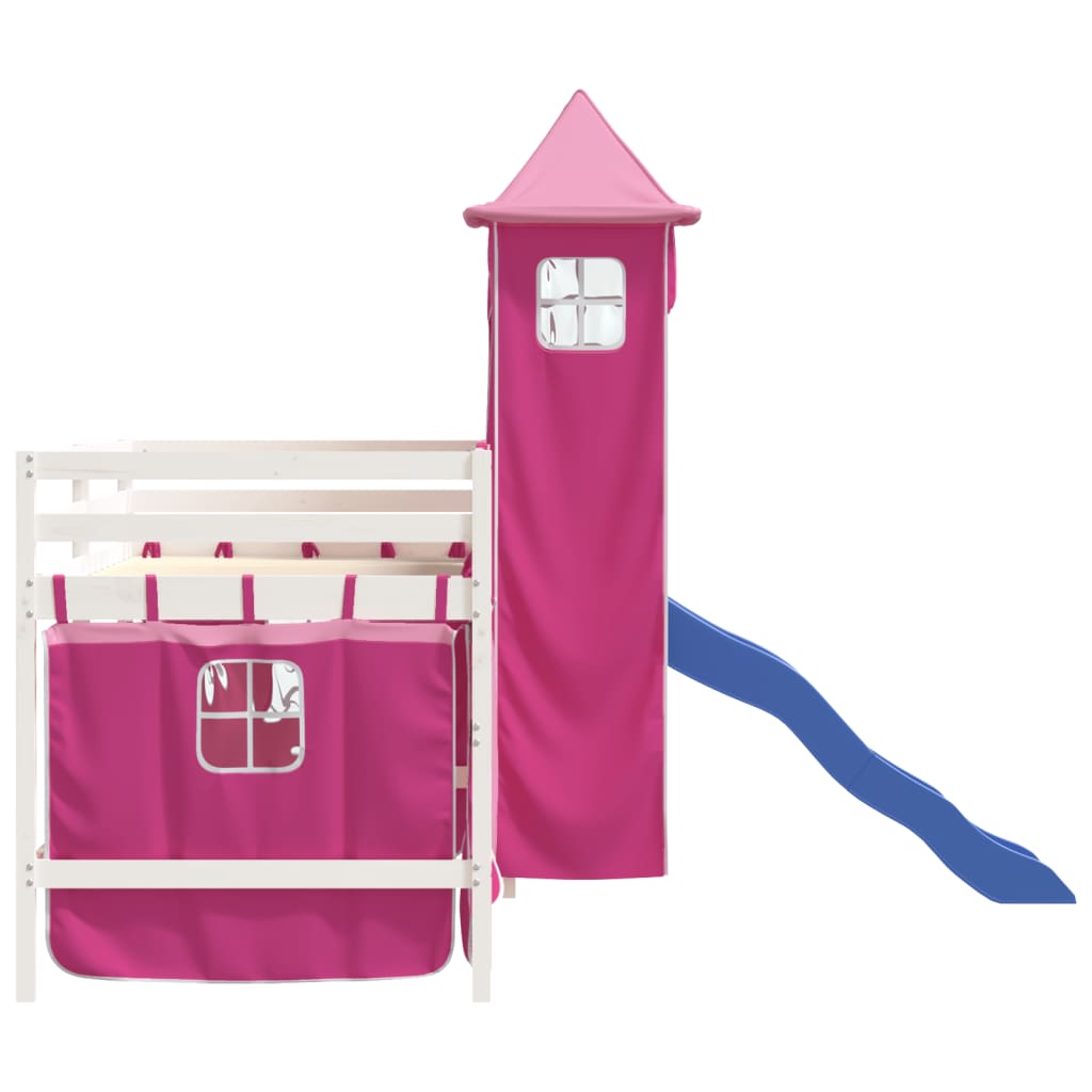 vidaXL Cama alta para niños con torre madera pino rosa 80x200 cm