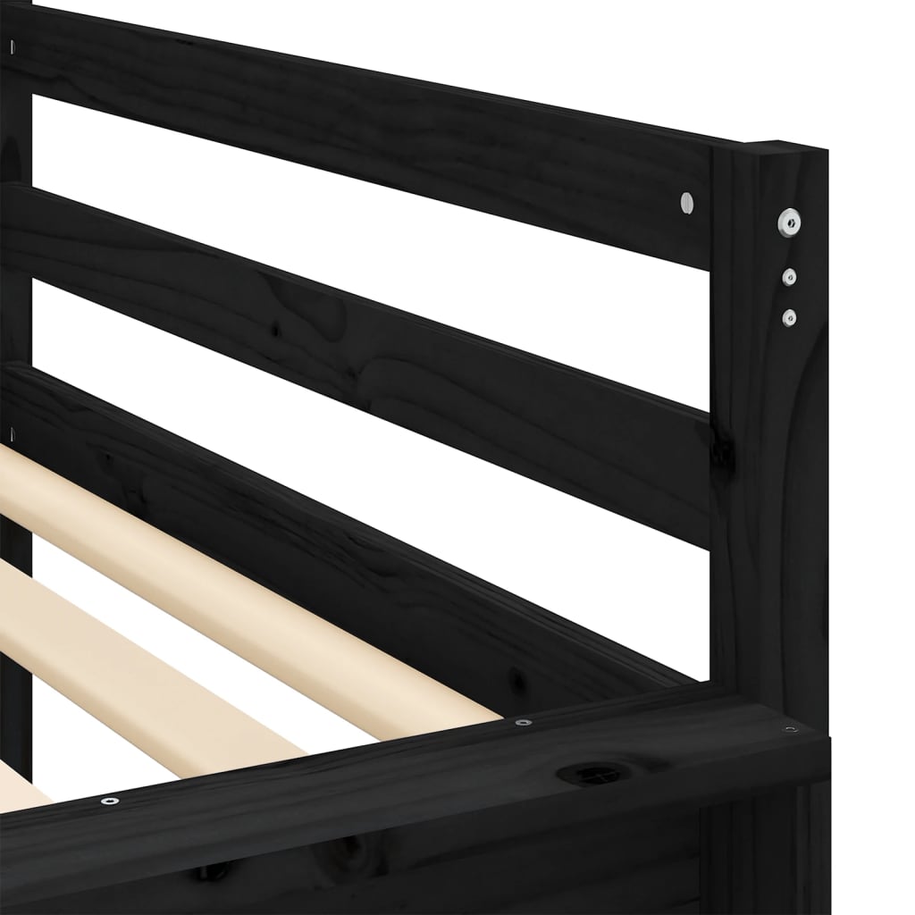 vidaXL Cama alta niños con torre madera pino blanco negro 90x190 cm