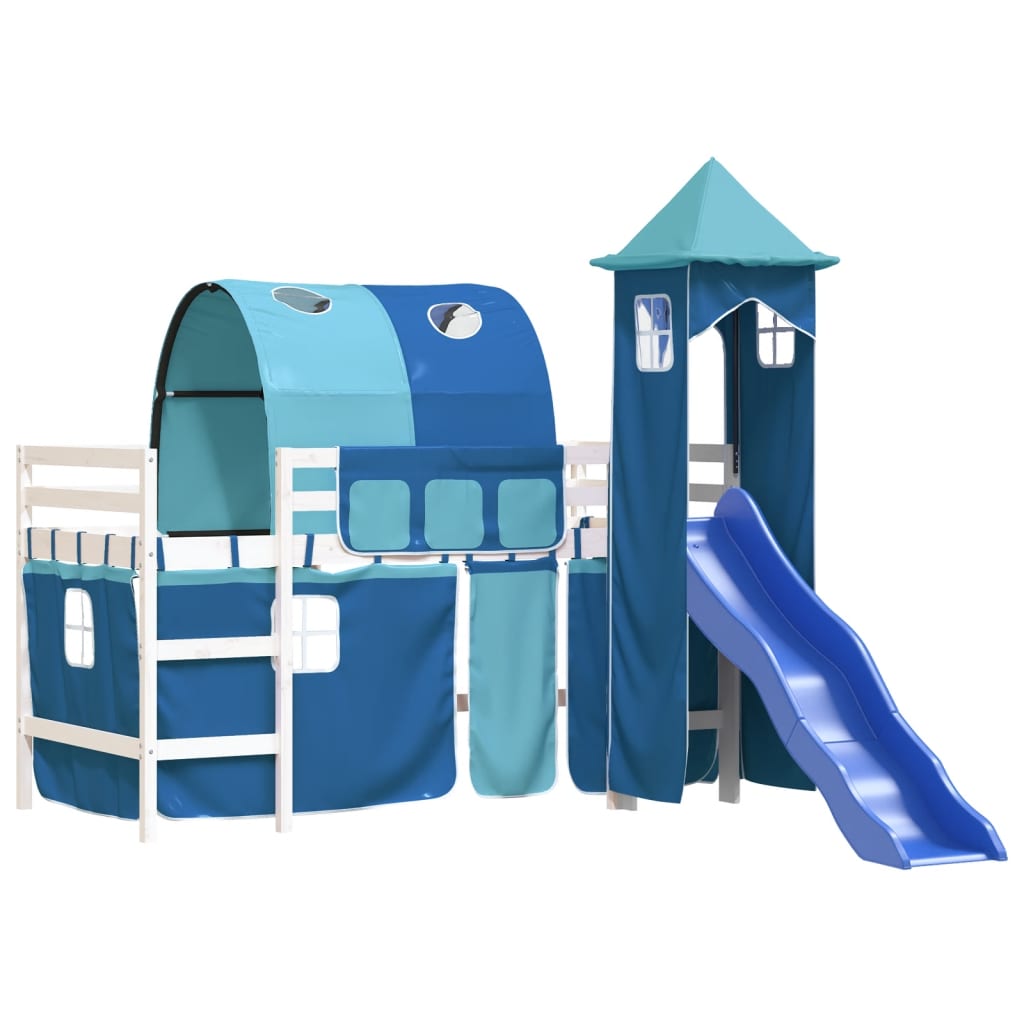 vidaXL Cama alta para niños con torre madera pino azul 80x200 cm