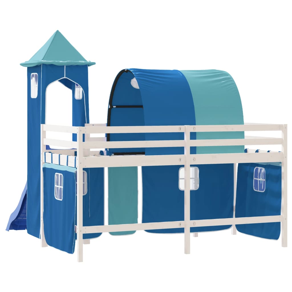 vidaXL Cama alta para niños con torre madera pino azul 80x200 cm