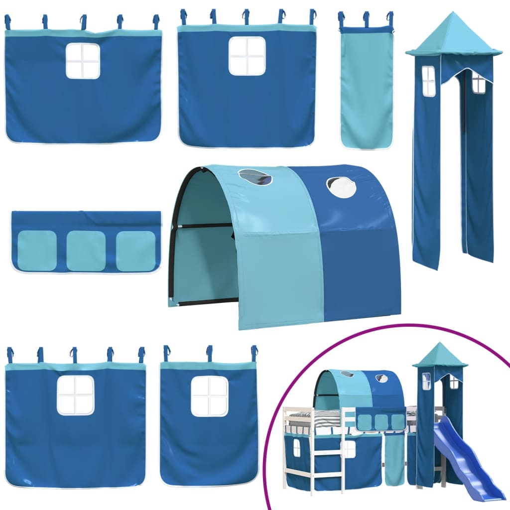 vidaXL Cama alta para niños con torre madera pino azul 80x200 cm