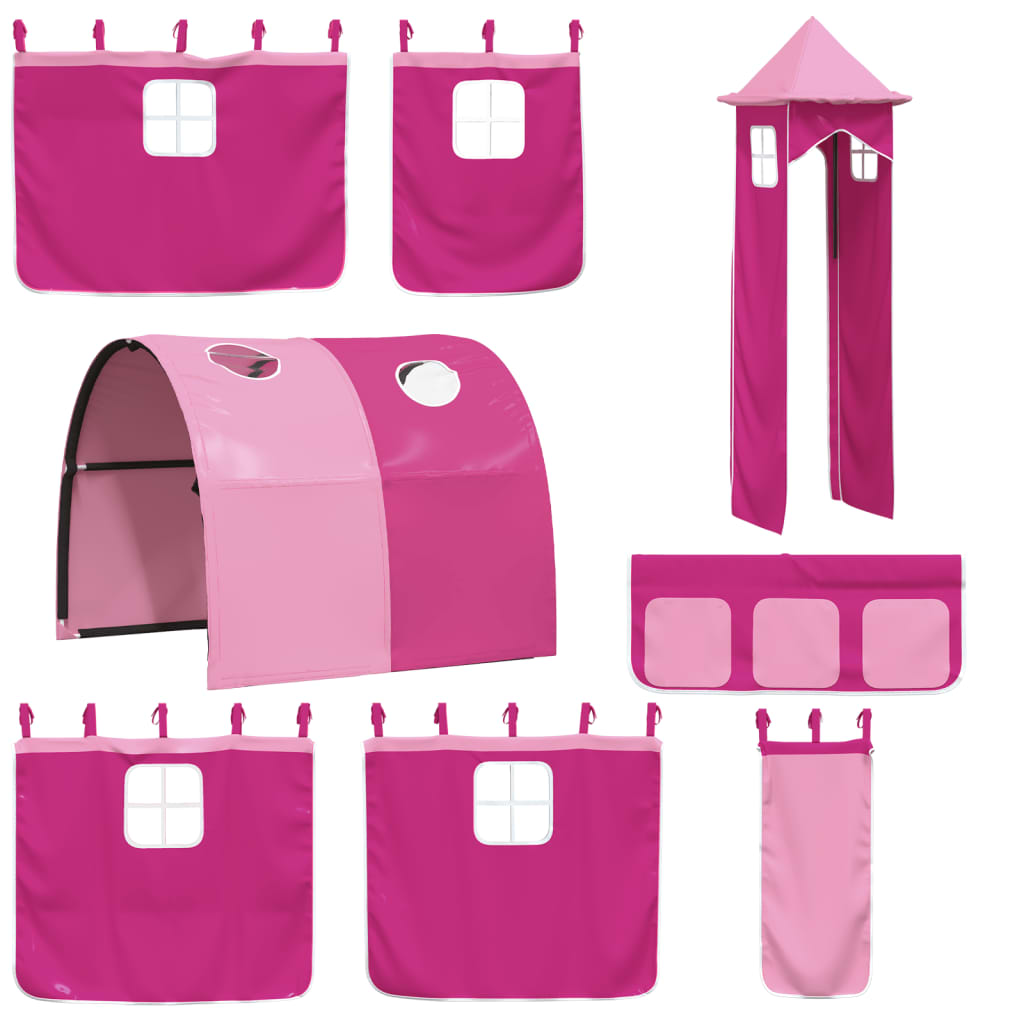 vidaXL Cama alta para niños con torre madera pino rosa 90x200 cm