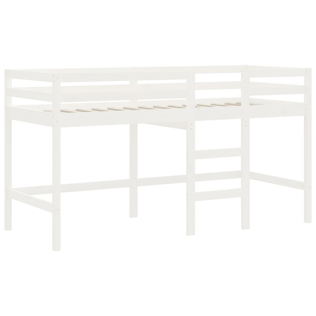 vidaXL Cama alta de niños con escalera madera maciza blanca 90x200 cm