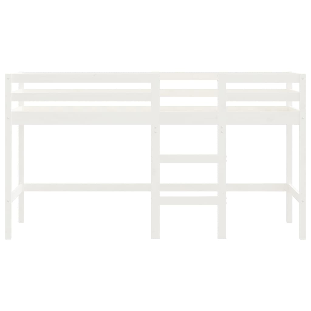 vidaXL Cama alta de niños con escalera madera maciza blanca 90x200 cm