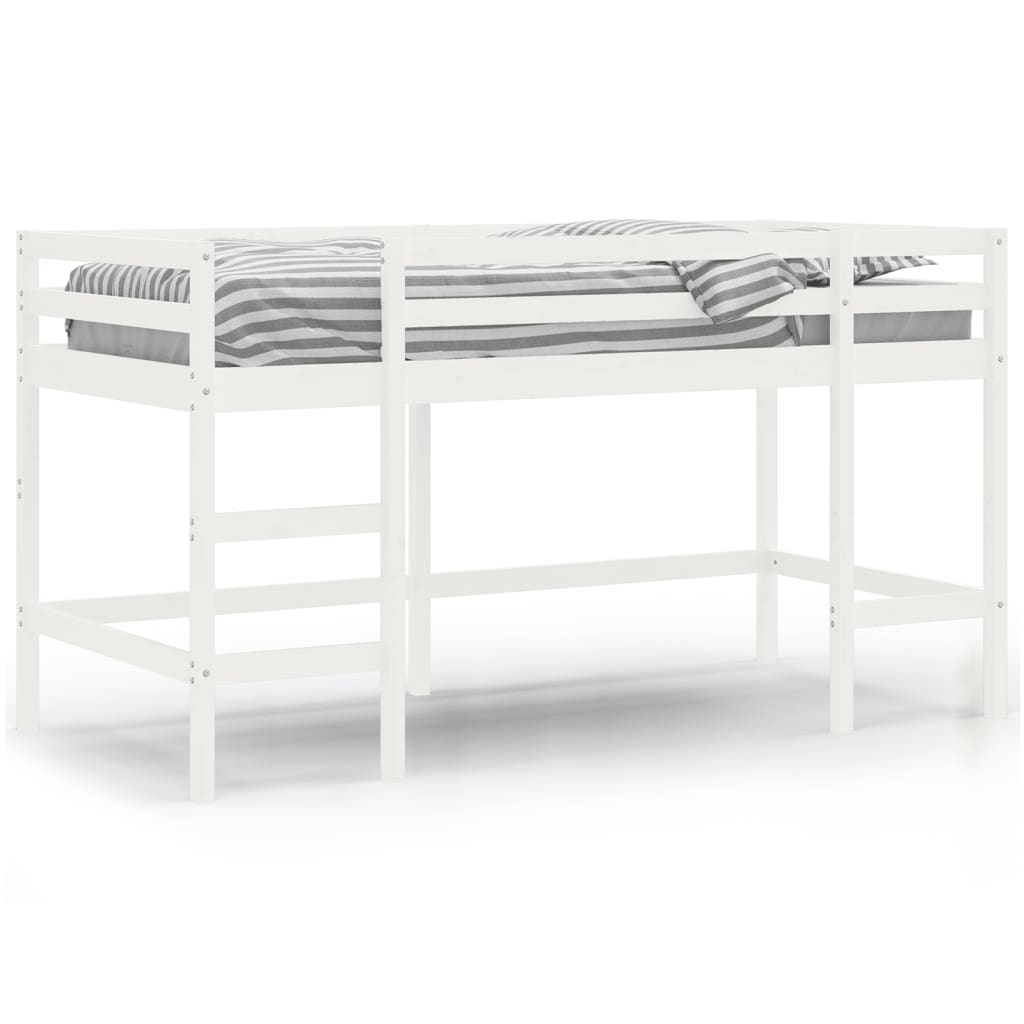 vidaXL Cama alta de niños escalera madera maciza pino blanco 80x200 cm