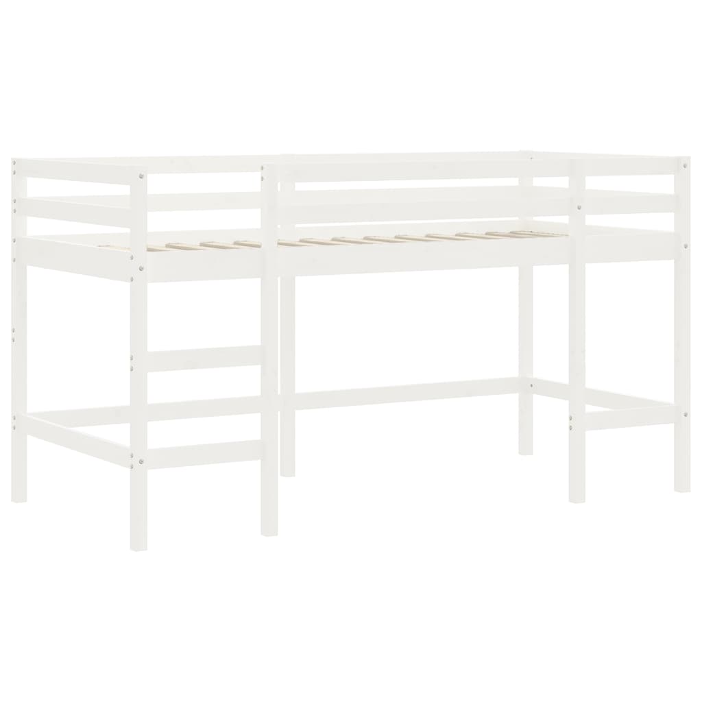 vidaXL Cama alta de niños escalera madera maciza pino blanco 80x200 cm