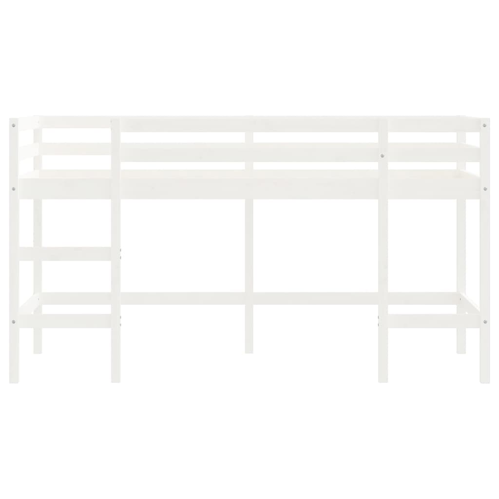 vidaXL Cama alta de niños escalera madera maciza pino blanco 80x200 cm