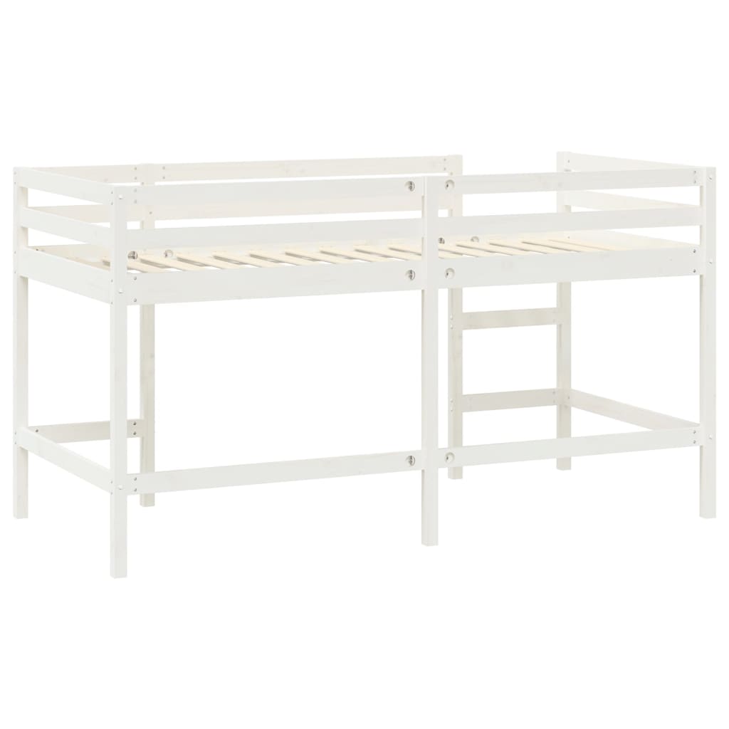 vidaXL Cama alta de niños escalera madera maciza pino blanco 80x200 cm