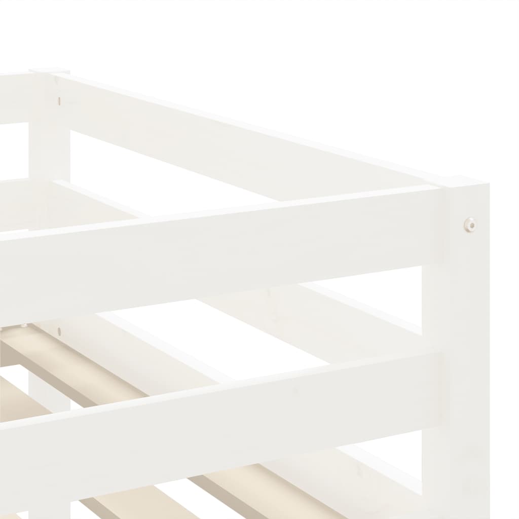 vidaXL Cama alta de niños escalera madera maciza pino blanco 80x200 cm