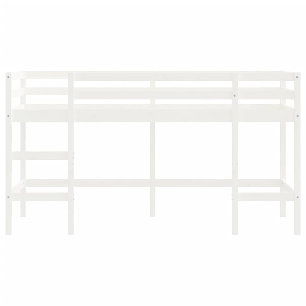 vidaXL Cama alta de niños con escalera madera maciza blanca 90x200 cm