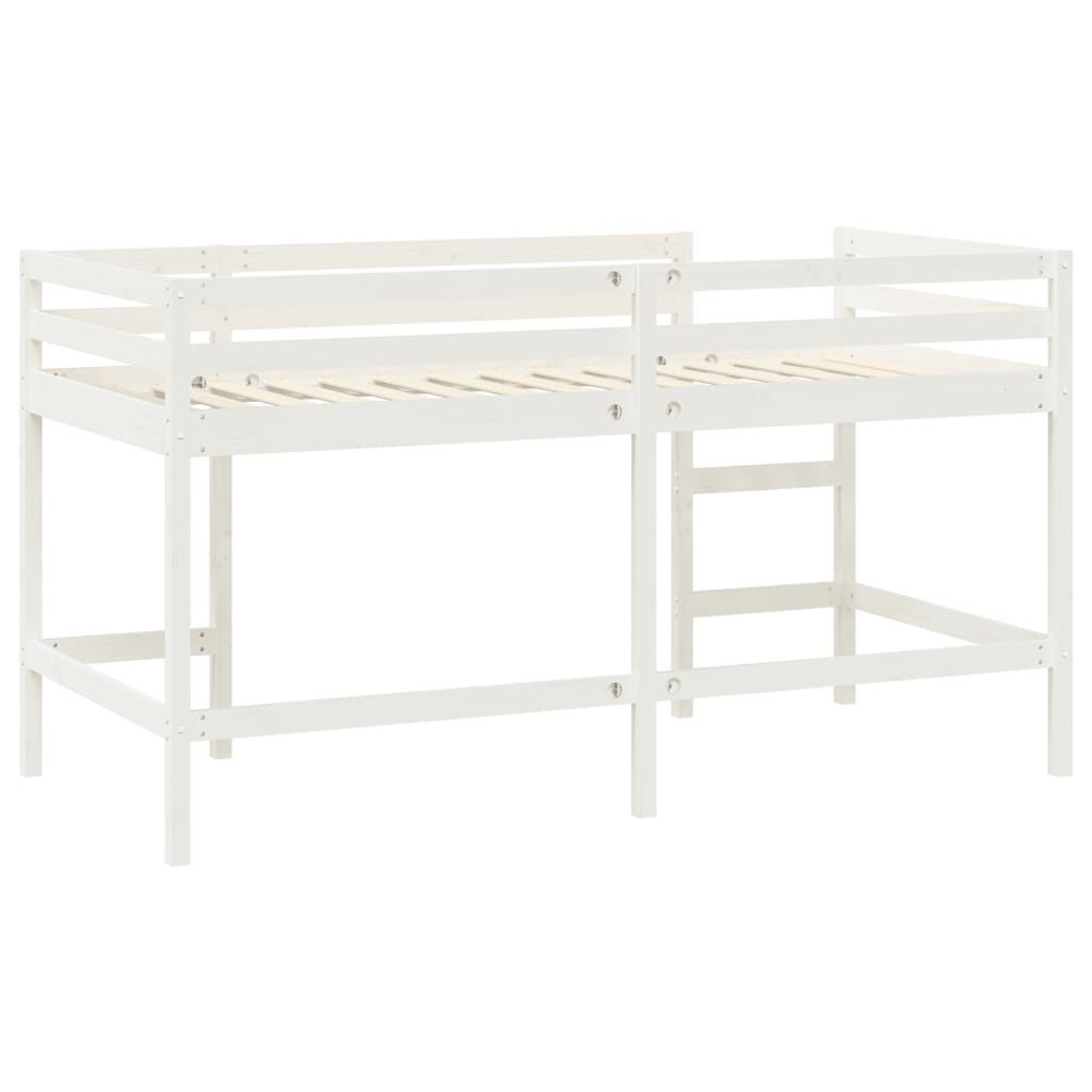 vidaXL Cama alta de niños con escalera madera maciza blanca 90x200 cm