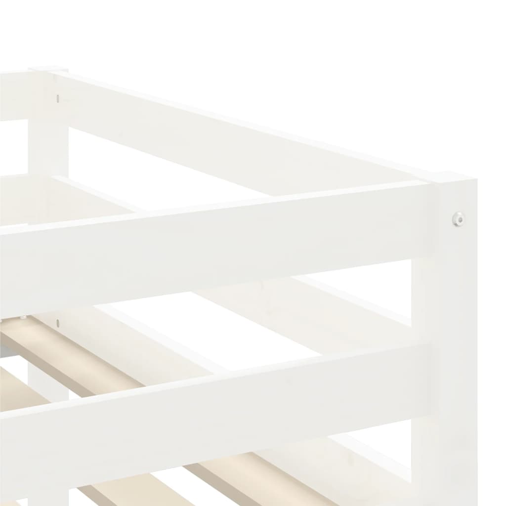 vidaXL Cama alta de niños con escalera madera maciza blanca 90x200 cm